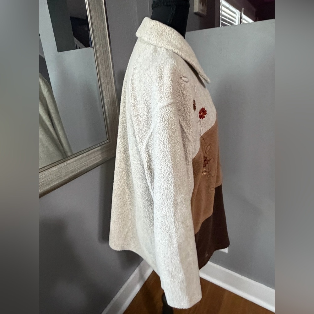 Vtg Classic Elements Fall Floral Embroidered Flee… - image 5